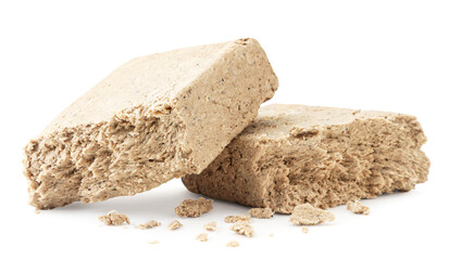 Pieces of halva on a white background. Isolated