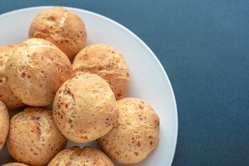 Fresh homemade cakes. Lush curd buns on a white plate. Banner template