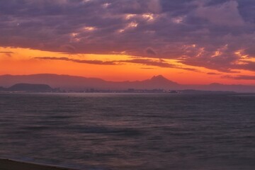 Sunrise on the beach in Arenales del Sol, Alicante