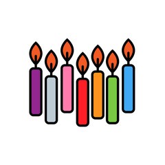 Seven colourful candles icon birthday party celebration sign vector illustration
