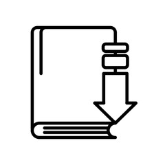 text book with arrow down line style icon