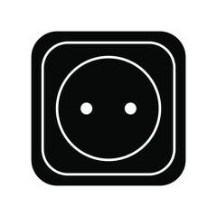 Wall Electricity Socket Icon Black Power Outlet Isolated Vector Illustration 
