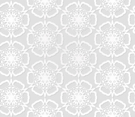 Vector flower pattern. Retro circle spring or summer floral pattern. white background with flowers