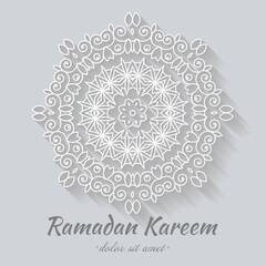 Ornamental round lace, circle ornament abstract, Islamic white ornament paper plant shade, Ramadan, eid al fitr.