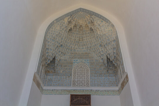 Iwan (vaulted portal) of Gur-e Amir Mausoleum in Samarkand, Uzbekistan