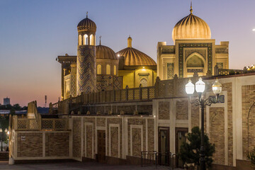 Evening view of Hazrat Khizr Mosque in Samarkand, Uzbekistan