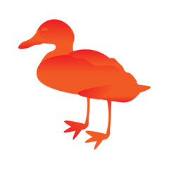 Duck illustration orange and red gradient vector bird animal icon