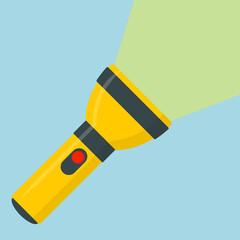 Flashlight icon flat design yellow portable torch vector icon illustration