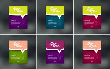 Vector brochure or booklet cover design template, flyer, leaflet, with paper speech bubble
