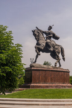 TASHKENT, UZBEKISTAN - MAY 3, 2018: Tamerlane (Timur) statue on the Skver Im. Amira Temura square in Tashkent, Uzbekistan