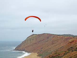 Paraglider flying at Gralha, Portugal	