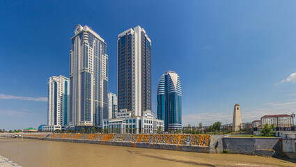 Fototapeta na wymiar Skyscrapes of Grozny City, Chechnya, Russia