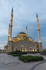 Fototapeta na wymiar Akhmad Kadyrov Mosque (officially known as The Heart of Chechnya) in Grozny, Russia.