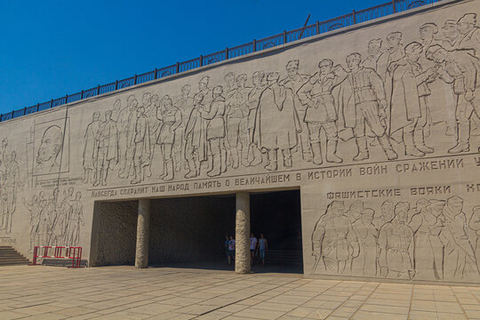 VOLGOGRAD, RUSSIA - JUNE 28, 2018: Memorial complex commemorating the Battle of Stalingrad at the Mamayev Hill in Volgograd, Russia.