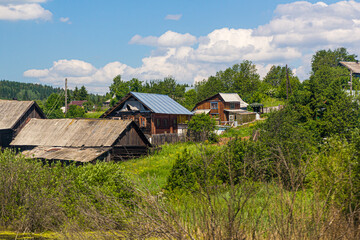 Fototapeta na wymiar Village in Perm Krai, Russia