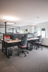 modern equipped office workstation in an office building