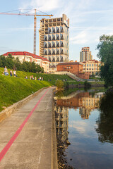 YEKATERINBURG, RUSSIA - JULY 3, 2018: Riverside of Iset river in Yekaterinburg, Russia