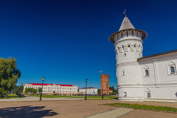 Tower of the Gostiny Dvor (merchant yard) at the Kremlin of Tobolsk, Russia