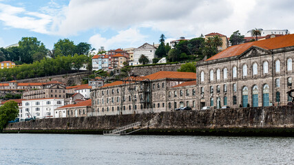 It's Coast of the River Douro with its beautiful architecture in Porto, Portugal. View from the River Douro, one of the major rivers of the Iberian Peninsula (2157 m)