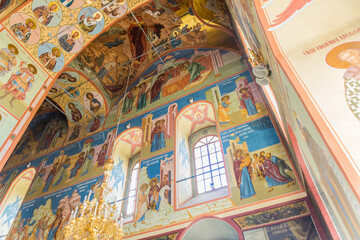 Fototapeta na wymiar TOBOLSK, RUSSIA - JULY 4, 2018: Interior of St. Sophia-Assumption Cathedral (Sofiysko-Uspenskiy Kafedralnyy Sobor) in the complex of Tobolsk Kremlin, Russia
