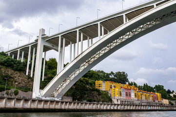 It's Bridge ove the River Douro in Porto, Portugal. View from the River Douro, one of the major rivers of the Iberian Peninsula (2157 m)