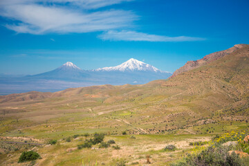 Fototapeta na wymiar View at mountain Ararat from Armenian side.