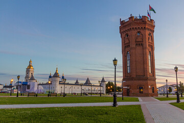 Water tower and the Kremlin of Tobolsk, Russia