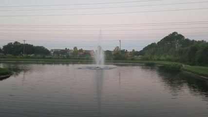 Water Fountain view on a lake.