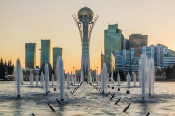 Skyline of Astana (now Nur-Sultan), capital of Kazakhstan - obrazy, fototapety, plakaty