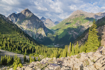 Karakol valley in Terskey Ala-Too mountain range in Kyrgyzstan
