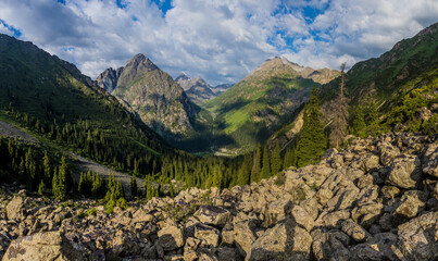Karakol valley in Terskey Ala-Too mountain range in Kyrgyzstan