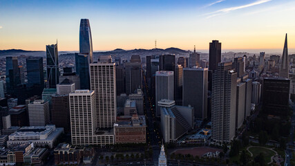 Sunset over San Francisco Financial District