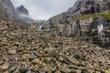Scree near Ala Kul lake in Kyrgyzstan