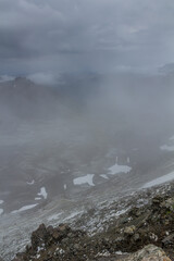 Fog at Ala Kul pass in Kyrgyzstan