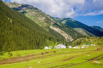 Yurt camp in Altyn Arashan village, Kyrgyzstan