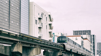 Fototapeta na wymiar Tokyo blocks and Monorail. Tokyo - Japan. March 30, 2020
