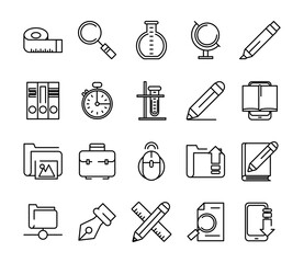 bundle of school supplies set icons