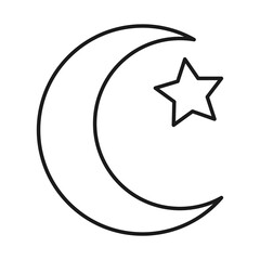 Indian moon with star line style icon vector design