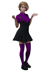 Urban Fantasy POC Teen on Isolated White Background, 3D Rendering, 3D illustration