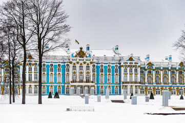 It's Winter panorama of The Catherine Palace is a Rococo palace located in the town of Tsarskoye...