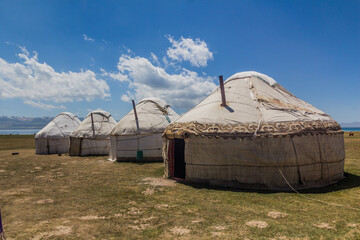 Yurts at the shores of Son Kol Lake, Kyrgyzstan