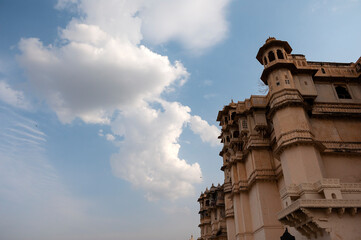 Fototapeta na wymiar C-0059 High Sky and Cloud Photographed in Udaipur City Palace, India in April 2019.