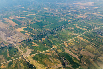 Aerial view of the landscape in the southeast of Kazakhstan