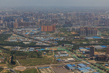 Aerial view of Xianyang, city west of Xi'an, China