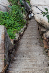Stairs leading to the peaks of Hua Shan mountain, China