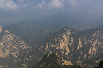Fototapeta premium View from the peak of Hua Shan mountain in Shaanxi province, China