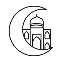 Indian mosque with moon line style icon vector design