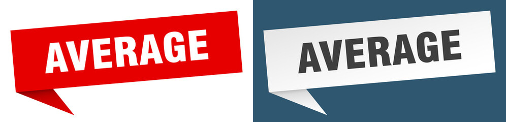 average banner. average speech bubble label set. average sign