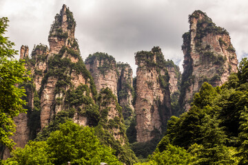 Fototapeta na wymiar Rock cliffs of Zhangjiajie National Forest Park in Hunan province, China