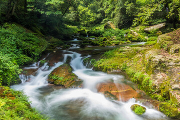 Naklejka na ściany i meble View of Golden Whip stream in Zhangjiajie National Forest Park in Hunan province, China